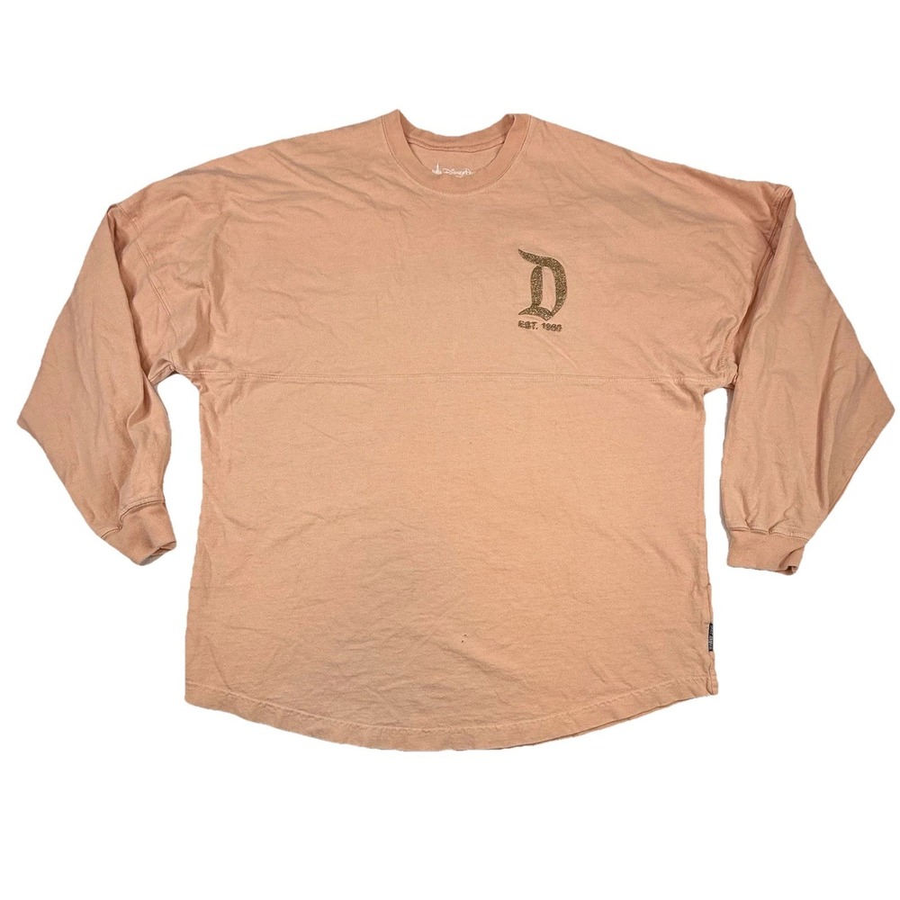 Disney Parks Disneyland Resort Spirit Jersey Peach Rose Gold Glitter Women's L